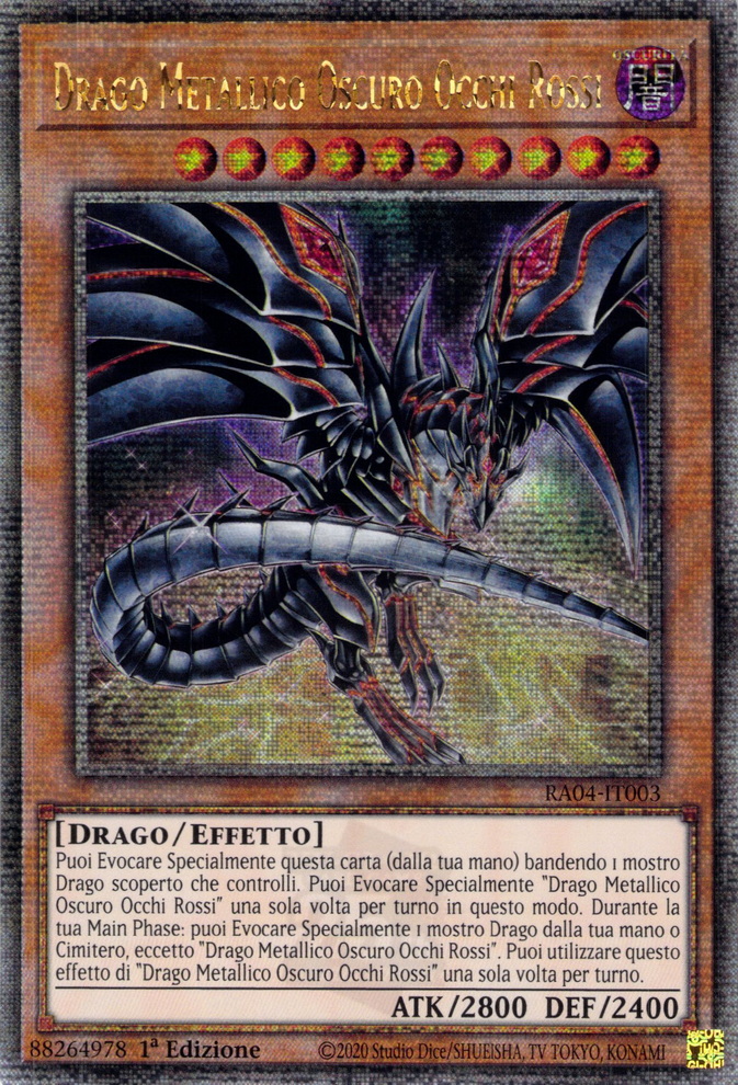 Drago Metallico Oscuro Occhi Rossi