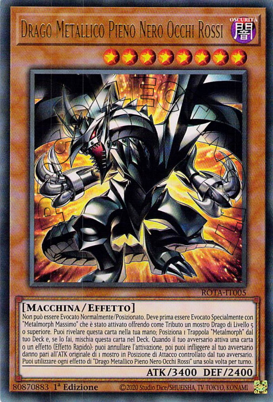 Drago Metallico Pieno Nero Occhi Rossi