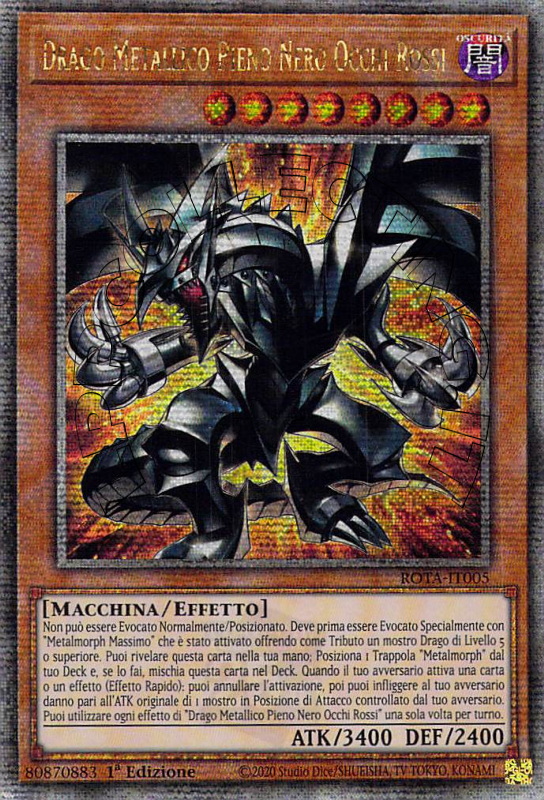 Drago Metallico Pieno Nero Occhi Rossi