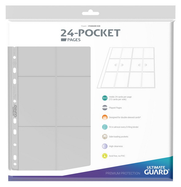 Ultimate Guard - Confezione 10 fogli 24-Pocket QuadRow Pages Side-Loading Clear