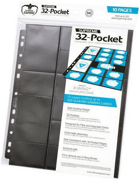 Ultimate Guard - Conf. 10 Fogli 32-Pocket Pages Standard Size + Mini American Black