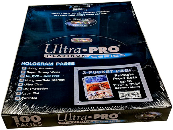Ultra-PRO - Confezione 100x Foglio a 3 tasche Platinum 3.5x7.5 Pocket