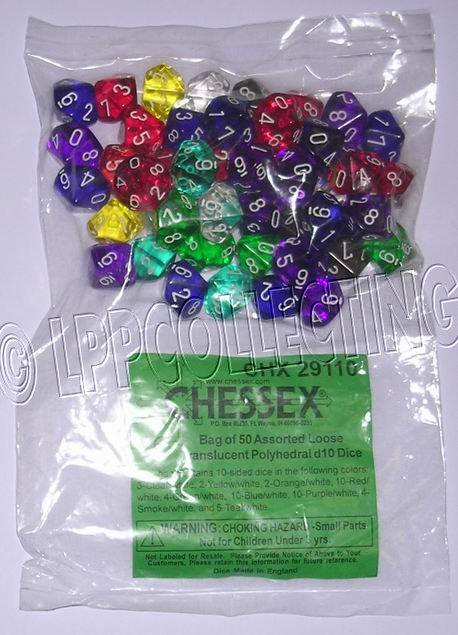 Chessex - Sacchetto 50x Dadi Trasparenti/Translucent D10