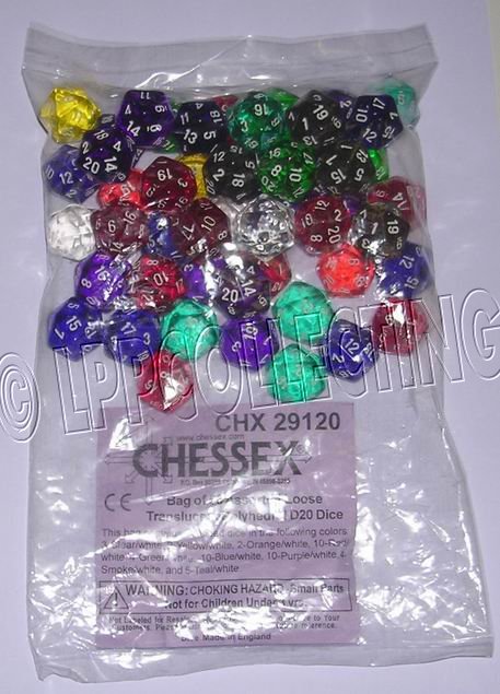Chessex - Sacchetto 50x Dadi Trasparenti/Translucent D20