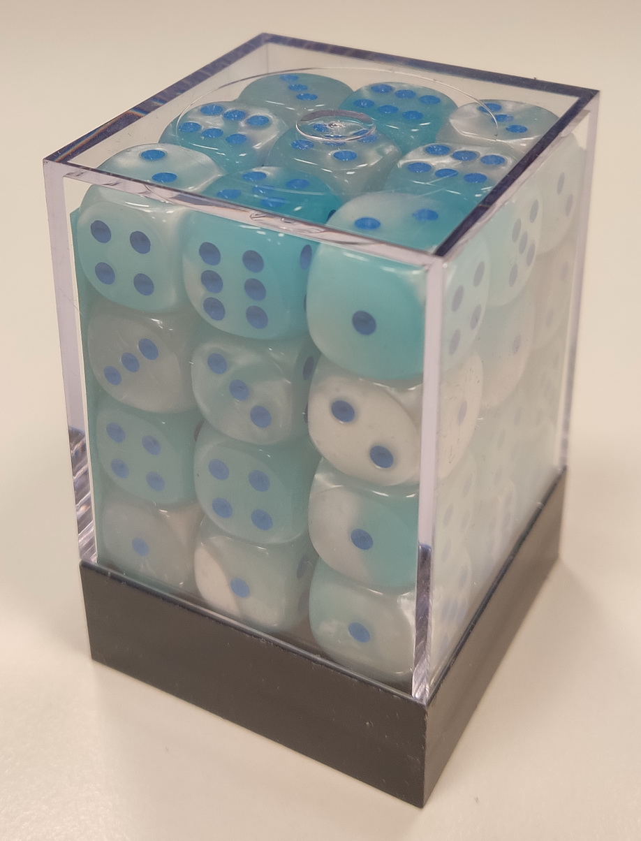 [GE30] Chessex - Set 36 Dadi 12mm Gemini Pearl Turquoise-White/Blue
