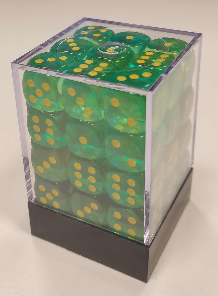 [GE33] Chessex - Set 36 Dadi 12mm Gemini Translucent Gemini Green-Teal/Yellow