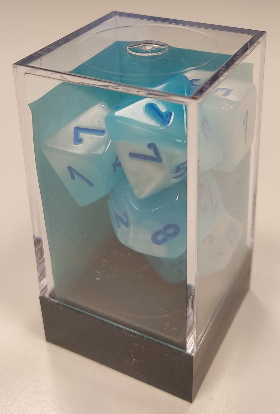 [GE30] Chessex - Set 7 Dadi Gemini Pearl Turquoise-White/Blue
