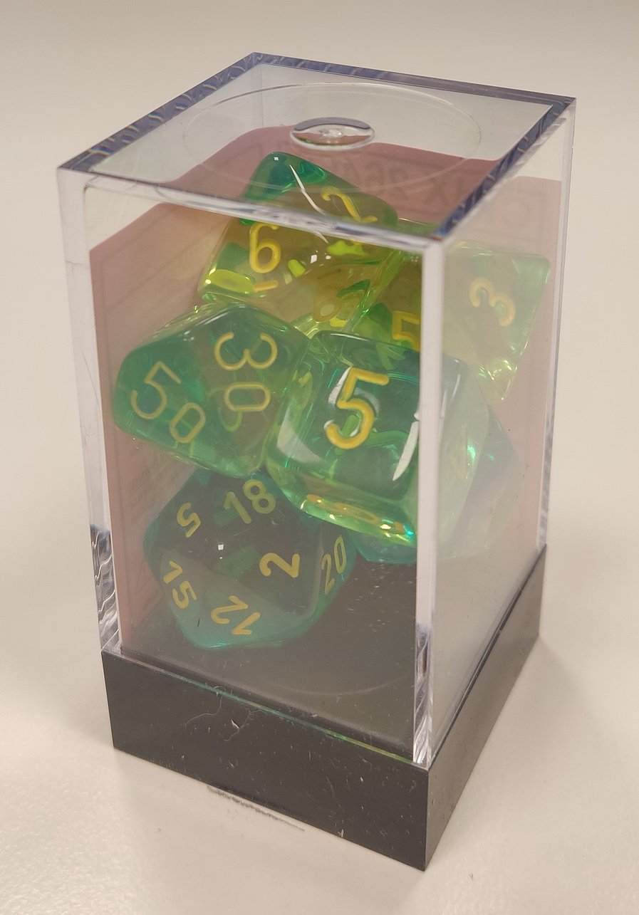 [GE33] Chessex - Set 7 Dadi Translucent Gemini Green-Teal/Yellow