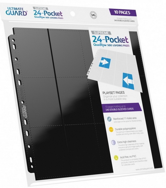 Ultimate Guard - Confezione 10 fogli 24-Pocket QuadRow Pages Side-Loading Black