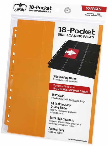 Ultimate Guard - Confezione 10 Fogli a 9+9 tasche Side-Load Orange (primo formato)