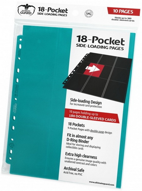Ultimate Guard - Confezione 10 Fogli a 9+9 tasche Side-Load Petrol (primo formato)
