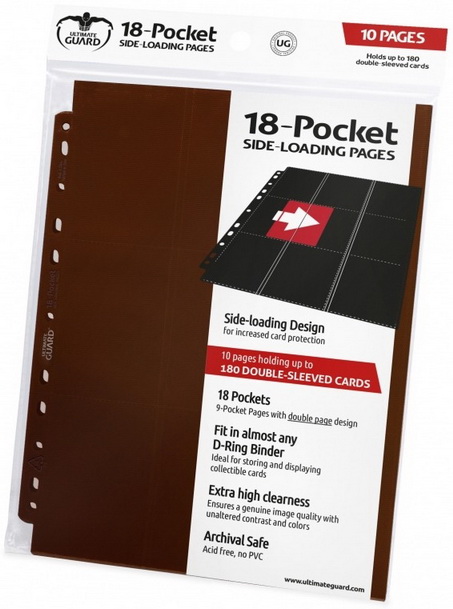Ultimate Guard - Confezione 10 Fogli a 9+9 tasche Side-Load Brown (primo formato)