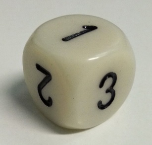Dado D6 123 - Opaco Avorio/Numeri Neri