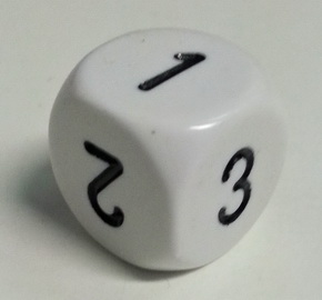 Dado D6 123 - Opaco Bianco/Numeri Neri