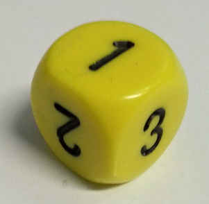 Dado D6 123 - Opaco Giallo/Numeri Neri