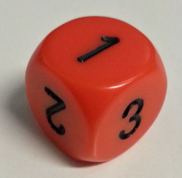 Dado D6 123 - Opaco Arancio/Numeri Neri