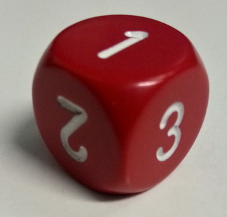 Dado D6 123 - Opaco Rosso/Numeri Bianchi