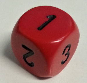 Dado D6 123 - Opaco Rosso/Numeri Neri