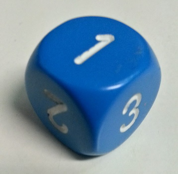 Dado D6 123 - Opaco Azzurro/Numeri Bianchi