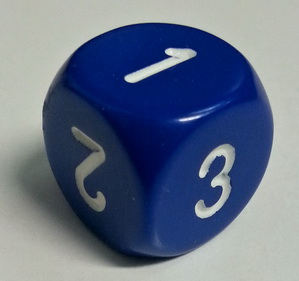 Dado D6 123 - Opaco Blu/Numeri Bianchi