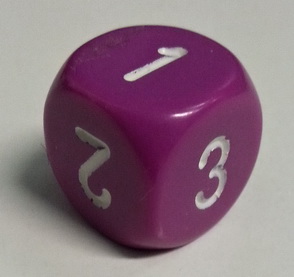Dado D6 123 - Opaco Porpora/Numeri Bianchi