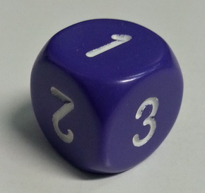 Dado D6 123 - Opaco Viola/Numeri Bianchi