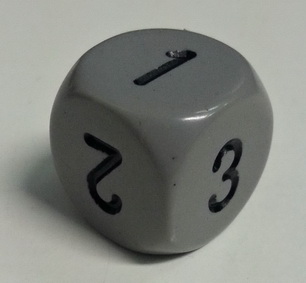 Dado D6 123 - Opaco Grigio/Numeri Neri
