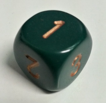 Dado D6 123 - Opaco Dusty Green/Numeri Gold