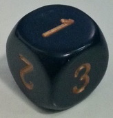 Dado D6 123 - Opaco Dusty Blu/Numeri Gold