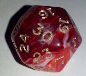 Dado D30 - Marbleized Red-White/Numeri Gold