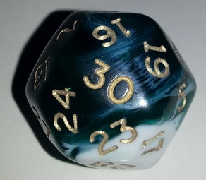 Dado D30 - Marbleized Green-White/Numeri Gold
