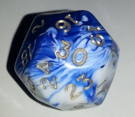 Dado D30 - Marbleized Blue-White/Numeri Gold