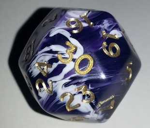 Dado D30 - Marbleized Purple-White/Numeri Gold