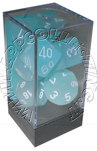 [SA21] Set 7 Dadi - Frosted Teal/Numeri Bianchi