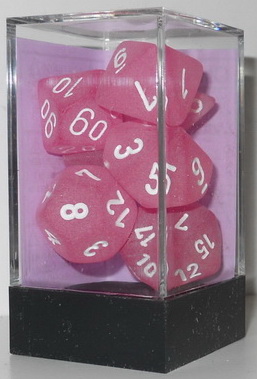 [SA27] Set 7 Dadi - Frosted Pink/Numeri Bianchi