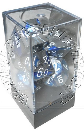 [GE02] Chessex - Set 7 Dadi Gemini Blue-Steel/white