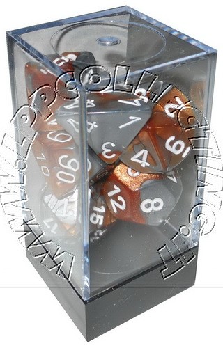 [GE03] Chessex - Set 7 Dadi Gemini Copper-Steel/white
