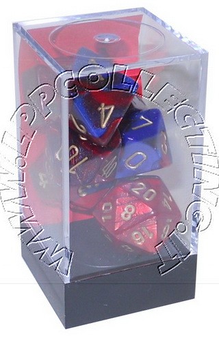 [GE07] Chessex - Set 7 Dadi Gemini Blue-Red/gold
