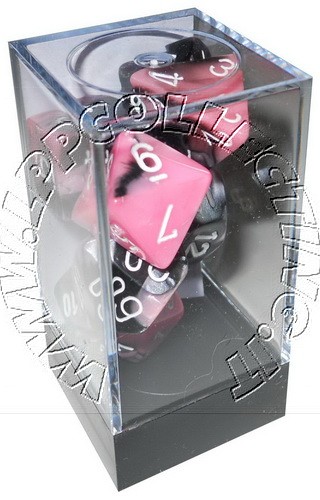 [GE08] Chessex - Set 7 Dadi Gemini Black-Pink/white