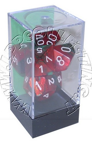 [GE09] Chessex - Set 7 Dadi Gemini Green-Red/white