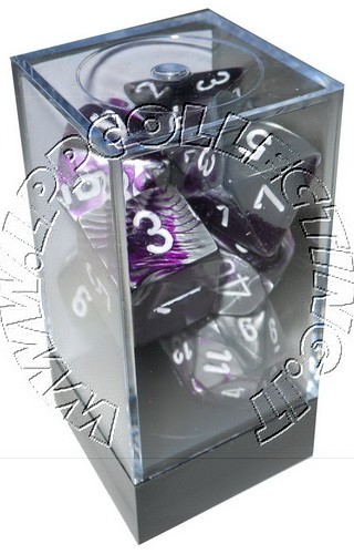 [GE10] Chessex - Set 7 Dadi Gemini Purple-Steel/white
