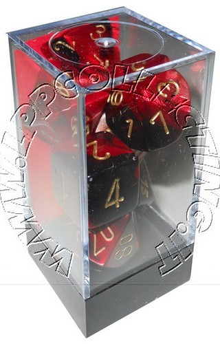 [GE11] Chessex - Set 7 Dadi Gemini Black-Red/gold