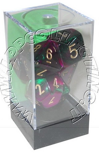 [GE12] Chessex - Set 7 Dadi Gemini Green-Purple/gold