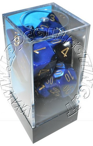 [GE13] Chessex - Set 7 Dadi Gemini Black-Blue/gold