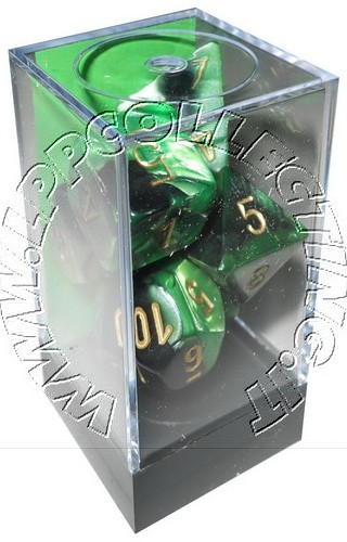 [GE15] Chessex - Set 7 Dadi Gemini Black-Green/gold