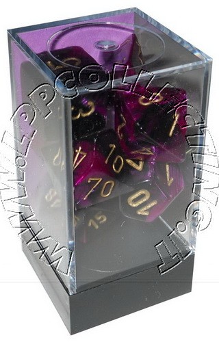 [GE16] Chessex - Set 7 Dadi Gemini Black-Purple/gold