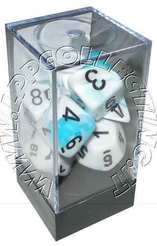 [GE17] Chessex - Set 7 Dadi Gemini Teal-White/black