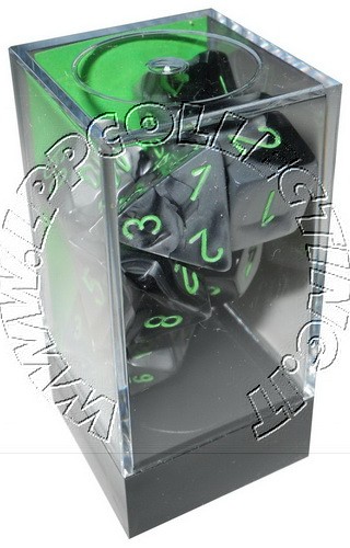 [GE18] Chessex - Set 7 Dadi Gemini Black-Grey/green