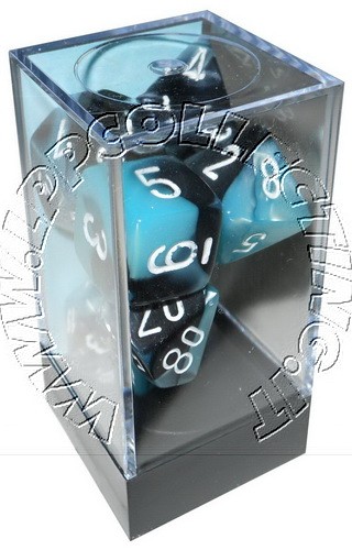 [GE19] Chessex - Set 7 Dadi Gemini Black-Sheel/white