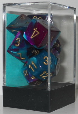 [GE20] Chessex - Set 7 Dadi Gemini Purple-Teal/gold